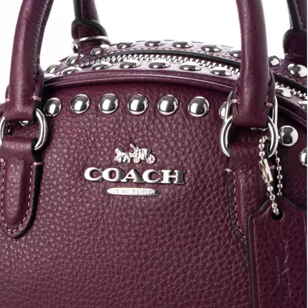 Coach Sydney Satchel with Rivets Crossbody Doctor’s Bag Satchel Studs 2 Handles - Picture 11 of 14